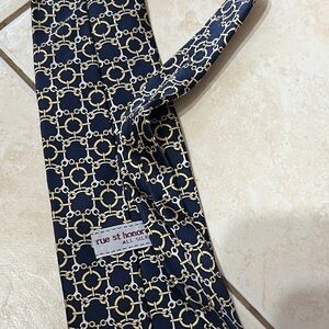 Rue St. Honore Navy & Gold Silk Tie